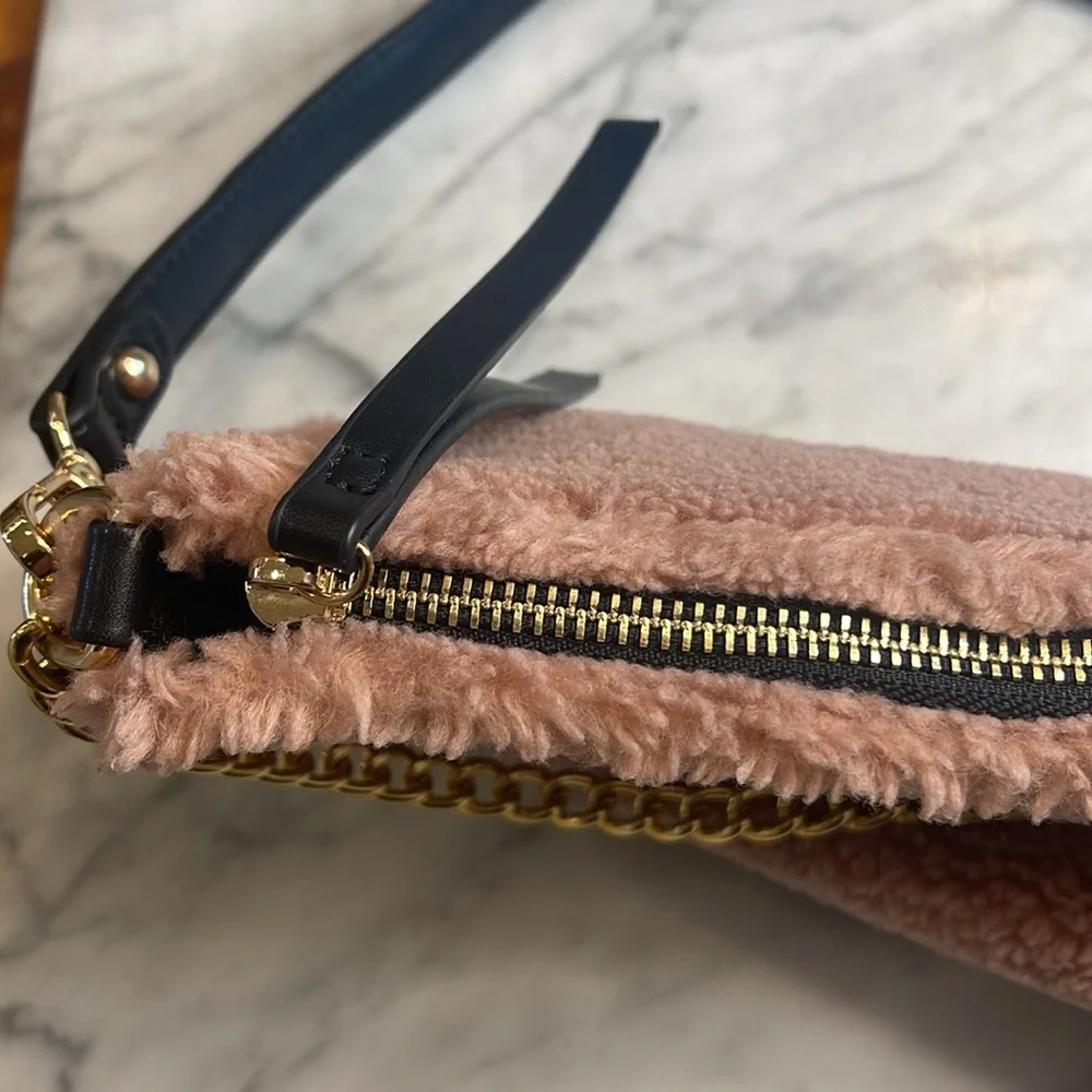 Like Dreams Sherpa Mauve Demi Envelope Shoulder Bag